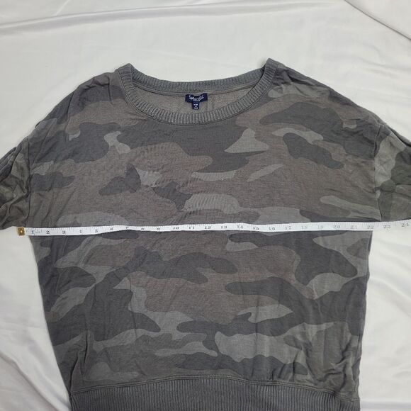 SPLENDID top long sleeve super soft gray‎ cozy camo print pullover M - Picture 7 of 9